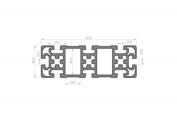 Aluminium profile 150x50 groove 10 B-type
